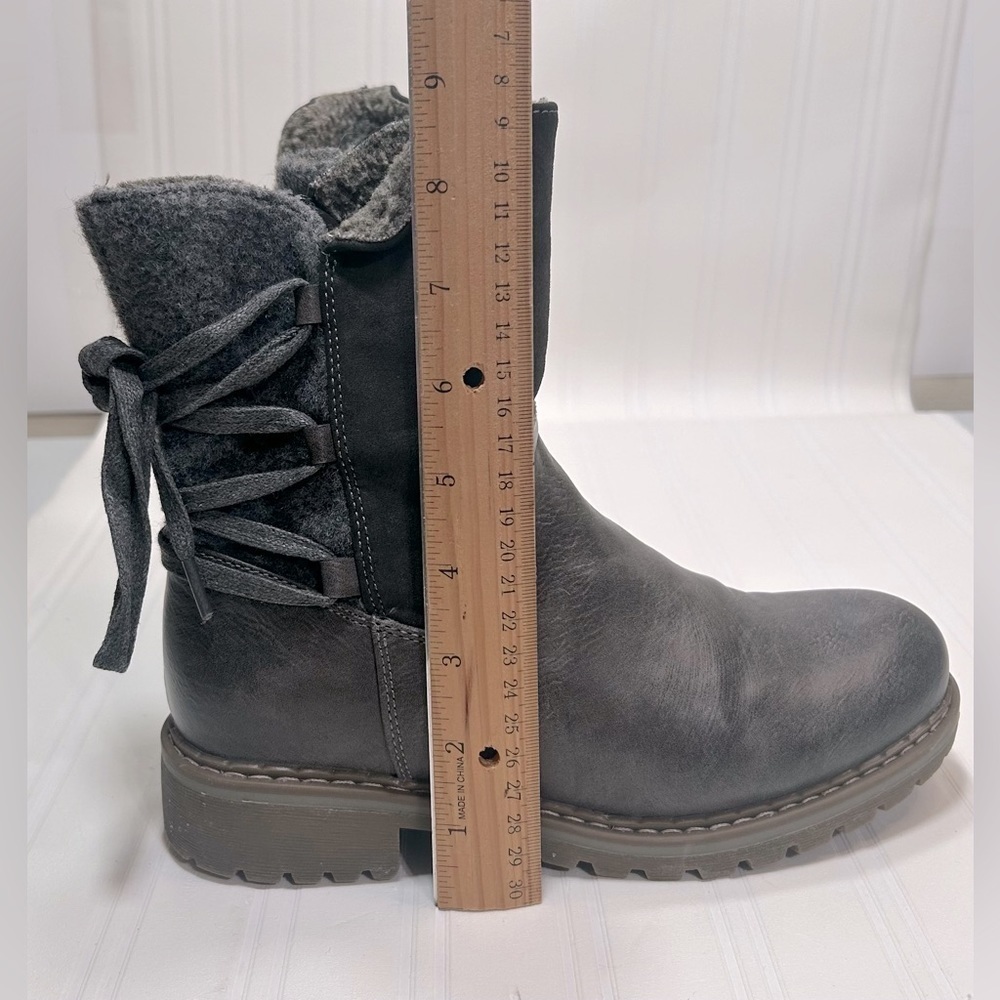 Patrizia Dawna Spring Step Women's Gray Zipper Ankle Boots Faux Fur Lined Size 6 - Picture 9 of 11